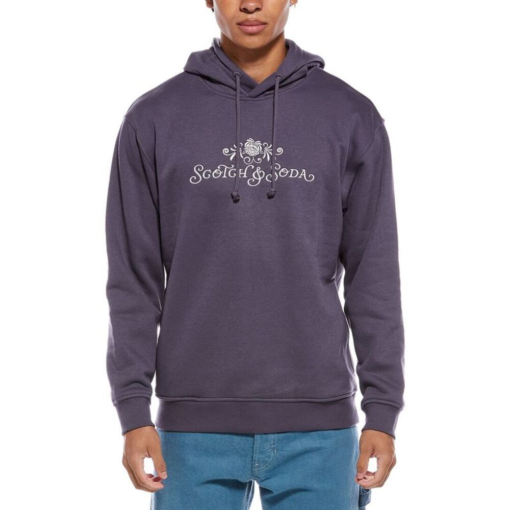 Scotch & Soda Mens  French Terry Graphic Hoodie, Purple